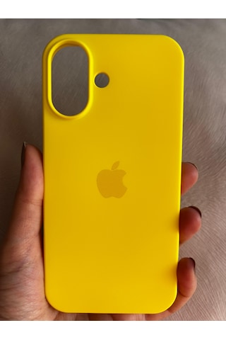 Apple Uyumlu iPhone 16 Logolu İçi Kadife Silikon Lansman Kılıf