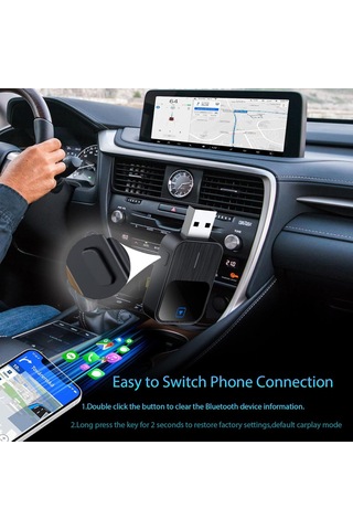 Neevoyu K2 Kablosuz Carplay Ve Android Auto Adaptörü - Kablosuz Araç Entegre Sistemi Bağlantısı, Kolay Kurulum, Otomatik Yeniden Bağlanma