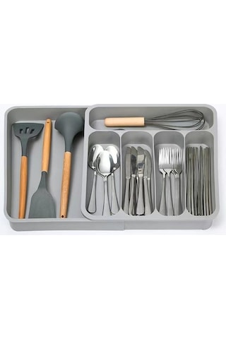 Novahub Multi Katmanlı Mutfak Çekmecesi Bıçak Çatal Saklama Tepsisi Baharat Kutusu Yemek Çubukları Kaşık Seti 56995962 Gri