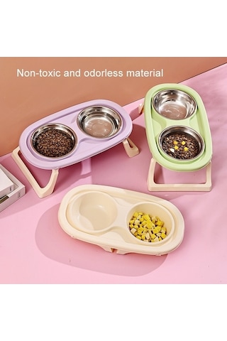 Dm Cbtx Katlanır Evcil Hayvan Kasesi, Yemek Su Kabı Boyun Korumalı Çift Kase, Pp Mor