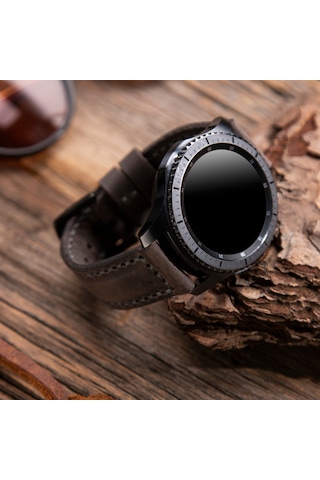 Vagave Samsung Uyumlu Watch 7 40 44mm, Watch6, Fe, Watch 5, Watch 4, Watch 3, Deri Kordon- Gri 22mm-rosetoka