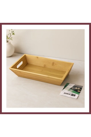 Storeşahin Bambu Dikdörtgen Sunum Tepsisi 16x30x4.5 Cm Çift Kulplu Shn0720