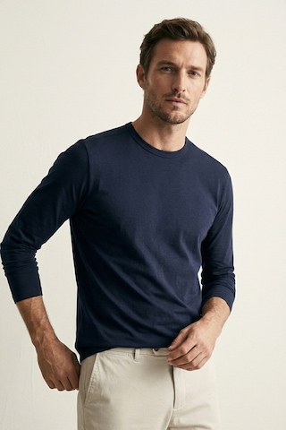 Elemge Pamuk Erkek Süprem Basic T-shirt Compact Penye Tok Kumaş Uzun Kollu Lacivert Sporcu Tişört Body 2XL