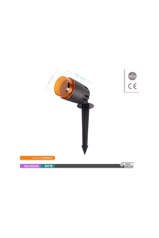 ACK Turuncu Renk PC Kazıklı Çim Armatürü GU10 Duy'lu Çok Renkli