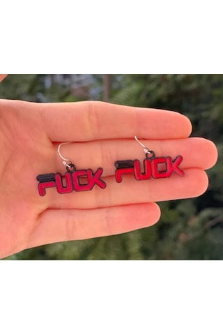 F Ck Yazılı Renkli Unisex Metal Küpe Pytkkp006 Çok Renkli