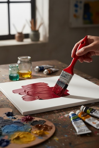 Plastik Saplı Yağlı Boya Akrilik Fırçası No:2 Resim Ressam Fırçası Hobi Duvar Metal Ahşap Boyama