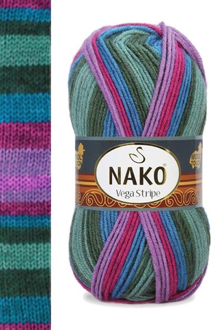 5 Adet Vega Stripe Premium Akrilik El Örgü İpi Yünü No: 82408 RYL-NWNKVS82408-5