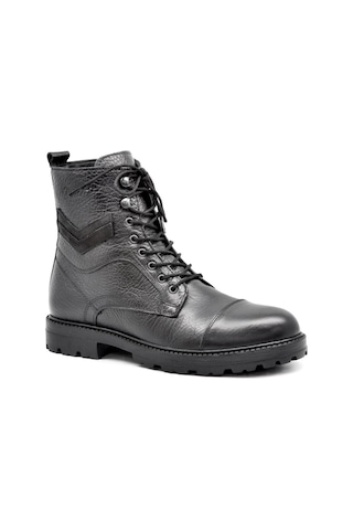 Pepita 4307 Bağcık Ve Fermuarlı Deri Erkek Postal Bot Siyah