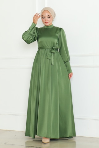 Kuşaklı Saten Abiye 1136 - Haki