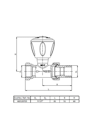 Eca 1/2 '' inç Rv3 Düz Radyatör Valfi Vanası 602120725