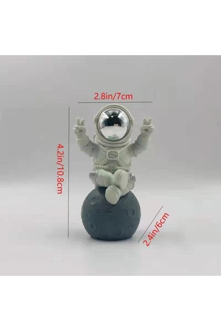 Tenfowee Gümüş Renkli Uzaylı Figürü - Resin Masa Dekorasyonu, Ev/ofis Stili, Fotoğraf Arkadaşı, Mini Boyut 6x7x10.6cm