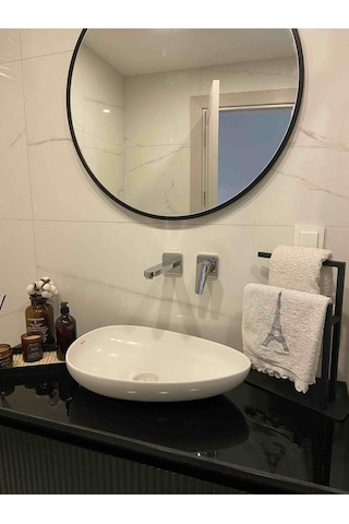 Aju Havluluk Tezgah Üzeri Kağıt Havluluk Mutfak Banyo Düzenleyici Metal Tasarım Montaj Gerektirmez Siyah Siyah
