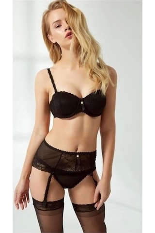 Le Jardin Datelli 3 Parça Sütyen, Külot, Jartiyer Takım 5265 Kırmızı