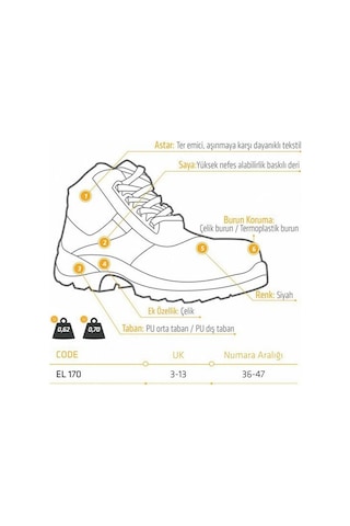 Yds El 170 S3 Çelik Burunlu Ve Çelik Tabanlı İş Güvenliği Botu