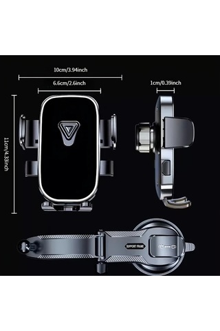 Primepickings Black Araç Çekici Telefon Tutucu 360 Derece Dönebilir Emniyetli Su Geçirmez Abs