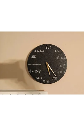 Matematik Denklemli Duvar Saati - Siyah Modern Okul Ve Ofis Hediyesi