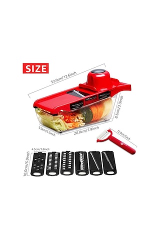 Kırmızı Çelik Bıçaklı Sebze Bıçağı Patates Soyucu Havuç Peynir Rende Sebze Dilimleme Mutfak Aksesuarları Kırmızı