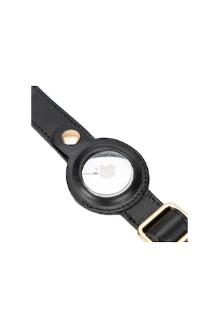 Doggo Gerçek Deriden El Yapımı Köpek Tasması Apple Airtag Uyumlu 50 CM Parlak Siyah