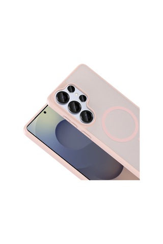 Galaxy Uyumlu S26 Ultra Kılıf M-safe Şarj Özellikli Mkst Babet Kapak - Pembe