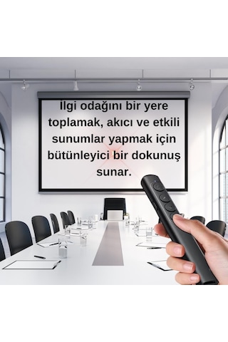 Coofbe 100mt Mesafeli Usb Girişli Şarjlı Rf2.4ghz Projeksiyon Sunum Kumandası Kırmızı Lazer İşaretçili