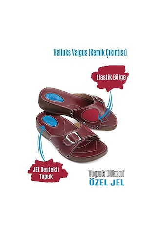 Comfort Style Kadın Bordo Ortopedik Halluks Ve Topuk Dikeni Terliği Kemik Çıkıntısı Terliği Bordo