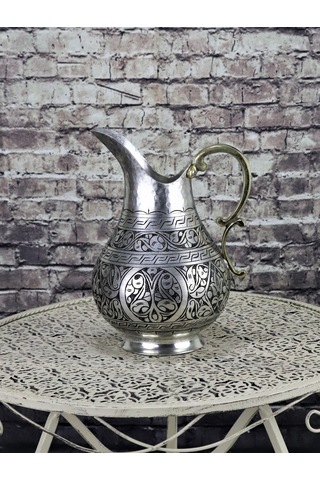 Keski İşlemeli Kalaylı Bakır Sürahi