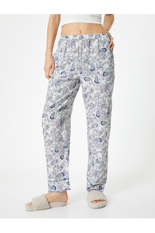 Koton Çiçekli Pijama Altı Beli Lastikli Lacivert Desenli 4slk50031mw Lacivert