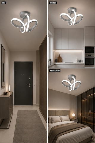 AvizeGO Sion Led Plafonyer Avize Beyaz Işık Gri