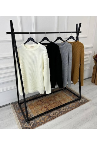 Elku Moda Elkumoda Oversize Kazak Bol Kesim Salaş Triko Kazak-KAZAK2873