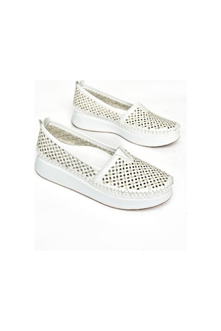 Fox Shoes S540011503 Beyaz Hakiki Deri Kadın Ayakkabı Beyaz