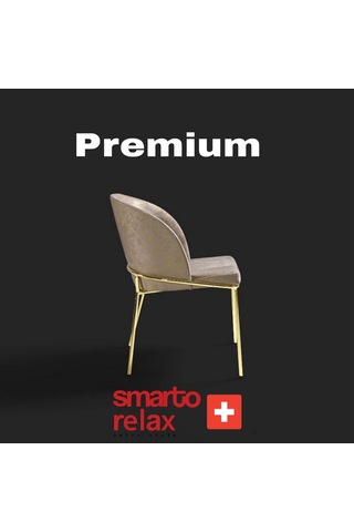 Smarto Relax Premium 2'li Yemek Masası Sandalye Seti - Metal Ayaklı, Krem Kumaş Bej