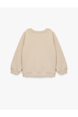 Koton Pamuklu Uzun Kollu Bisiklet Yaka Basic Sweatshirt Bej 6wmb10201tk Ekru