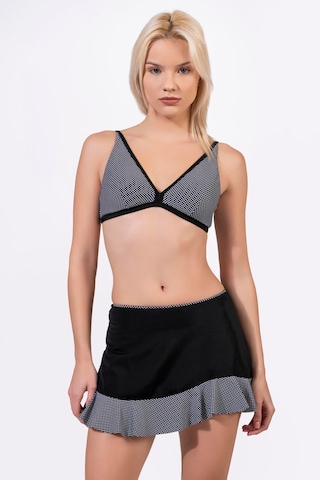 Endeep Kadın Puantiye Desenli Toparlayıcı Siyah Etekli Bikini Takımı