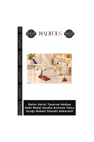 Delux Serisi Tasarım Hediye Hobi Metal Saudıa Aırlınes Yolcu Uçağı Maketi Standlı Dekoratif