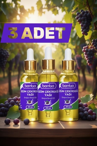 Üzüm Çekirdeği Yağı 3x20 Ml Saf Soğuk Sıkım Cilt & Saç Bakımı 60 ML