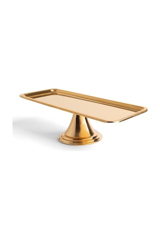 2'li Gold Dikdörtgen, Ayaklı Şık Kek, Pasta, Kurabiye Ve Tatlı Servis Sunum Standı Gold