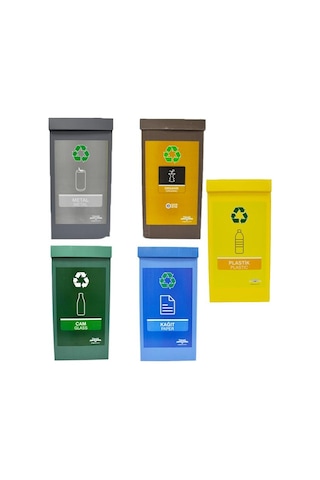 5'li Geri Dönüşüm Kutusu - Sıfır Atık Kutusu Seti 5 Adet