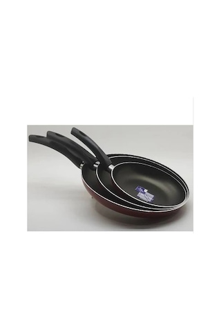 Mehtap 3 Lü Teflon Tava Seti 18+22+26 CM Kırmızı-mor