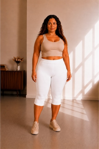 Sngl Tekstil Büyük Beden Kadın Tayt Kapri 3xl 4xl 5xl 6xl 7xl 8xl Beyaz