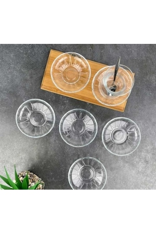 Paşabahçe 54451 Damla Gravürlü Çay Tabak 12 Adet Şeffaf