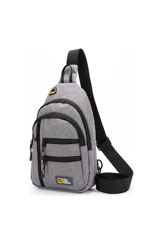 The Loop Desing Unisex Çok Bölmeli Çapraz Ayarlanabilir Askılı Göğüs Omuz Çantası Gri