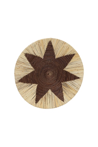 Meander Bambu Afrikan El Yapımı Yıldız Duvar Tabağı Dekoru 40cm 8