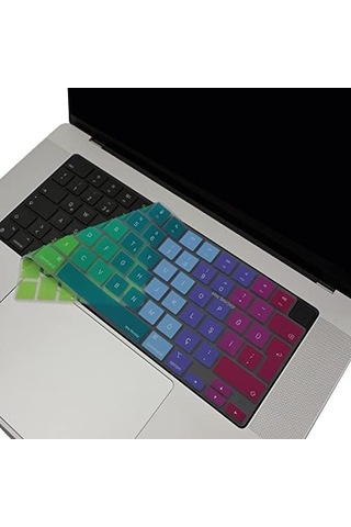 Macbook Türkçe Q Klavye Koruyucu Pembe Yeşil M1-m5 A2681 A3113 A3240 A3449 A2442 A3426 A3434 A2485 A3429 Air Pro Neo 13 Silikon Keyboard Cover Touch Id