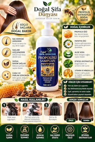 Propolis Şampuan Dökülme Karşıtı 500ml Tüm Saçlar