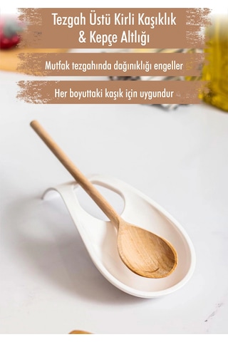 Akrilik Beyaz Tezgah Üstü Kirli Kaşıklık & Kepçe Altlığı Çok Renkli