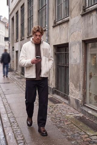 Jack & Jones Jjesoho Erkek Teddy Peluş Ceket Günlük Rahat Krem