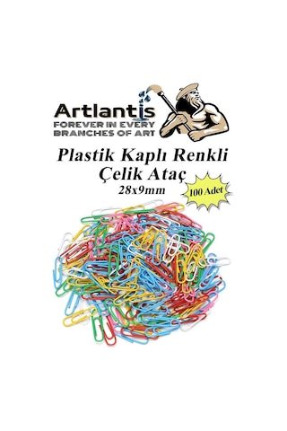 Ataç Renkli Metal Plastik Kaplama 100 Adet Orta Boy 1 Paket Ataş Okul Ofis Belge Düzenleme Paslanmaz Kaplamalı