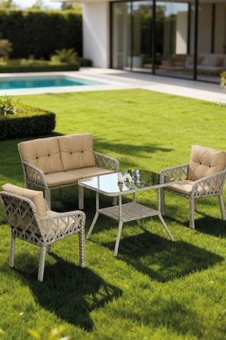 Lumisgarden Neva Rattan Bahçe Takımı 2+1+1 +masa Bej
