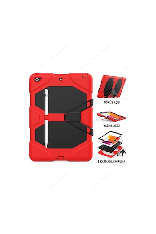 Apple Uyumlu iPad 5. 6. Nesil 2017 2018 9.7" Inc Kılıfı Defender Tank Zırh Silikon Kılıf Ekran Koruyuculu