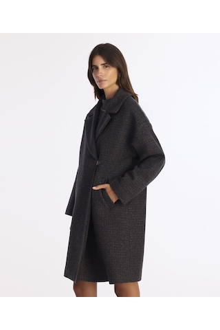 Yargıcı Geniş Ceket Yaka Uzun Kol Palto 25kkpl5019x 004 Lacivert